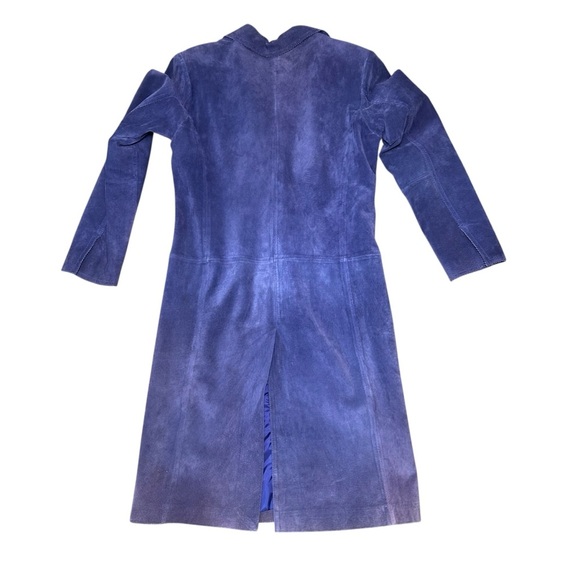 Margaret Godfrey vintage purple suede leather button up jacket duster 70s trench - Picture 4 of 7
